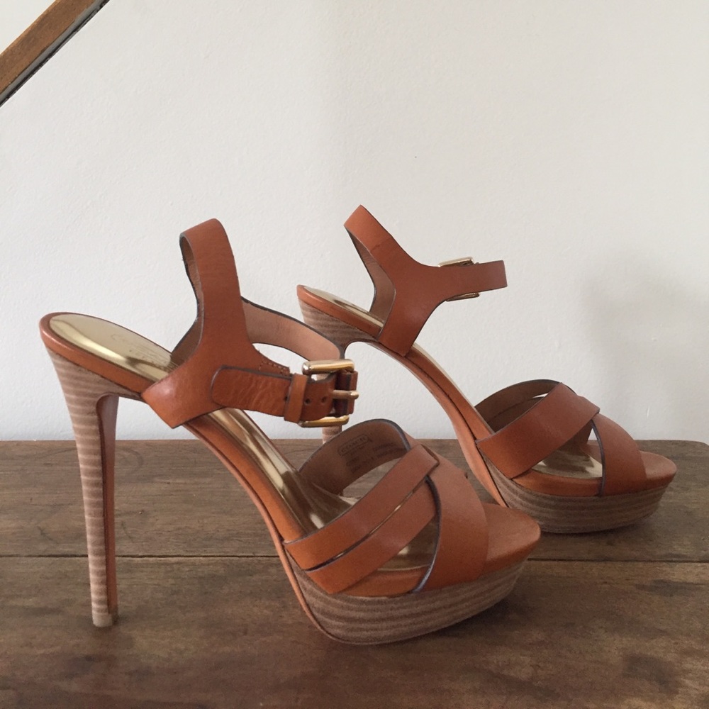 Coach Leather High Heel Sandals